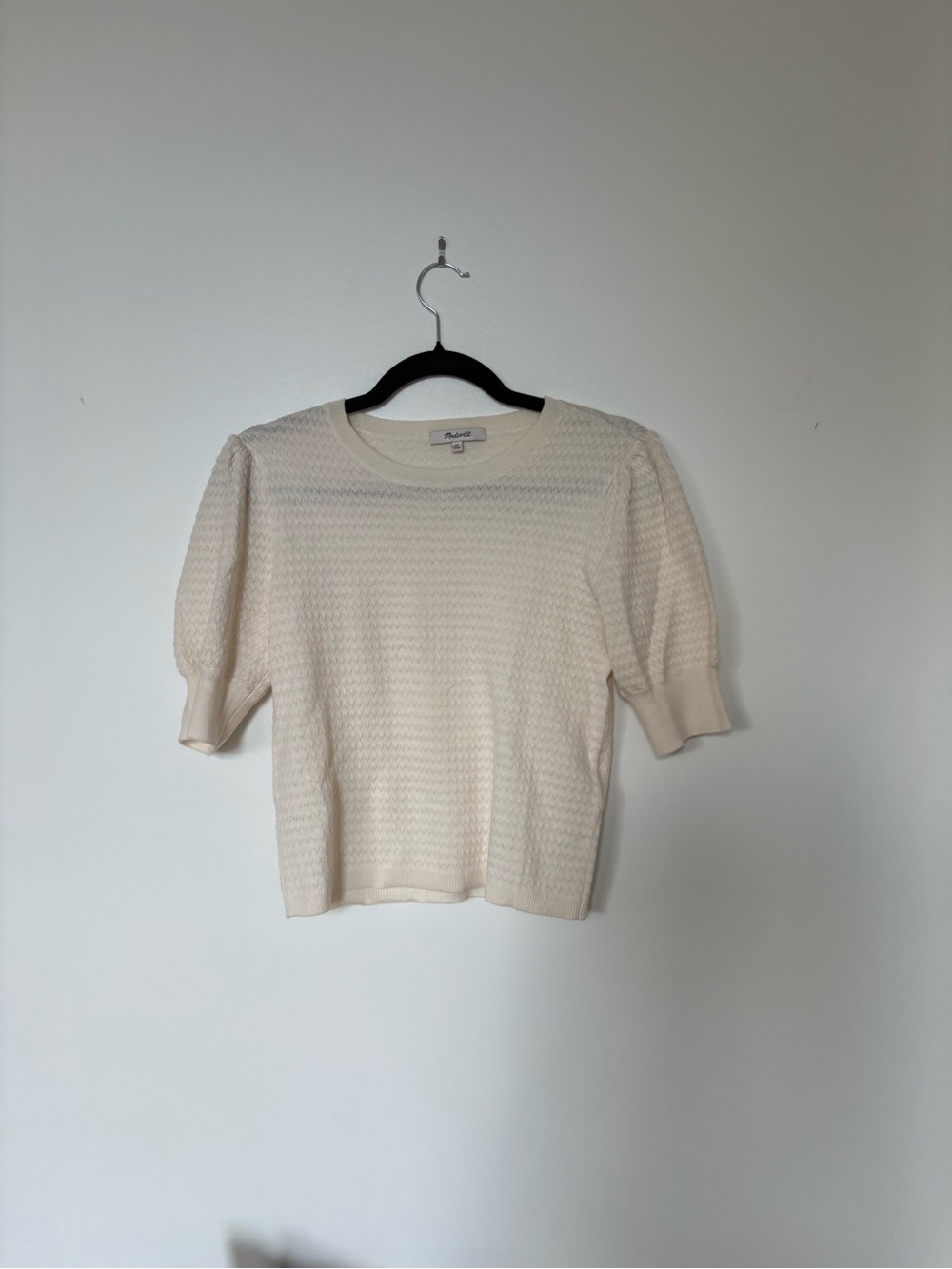 Madewell Cream Puff‑Sleeve Knit Top